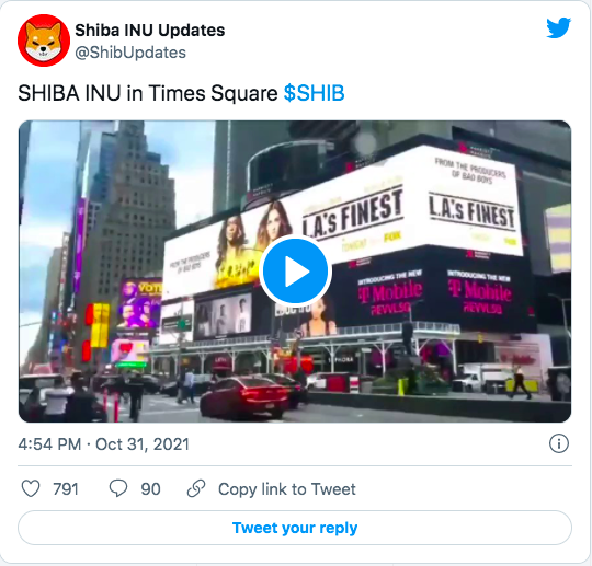 SHIBA INU Annonserar På Times Square - Följ Kursen