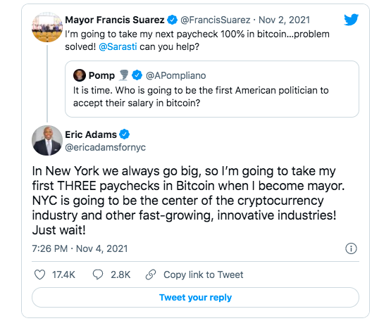 New Yorks Nye Borgmästare Tar Lön I Bitcoin
