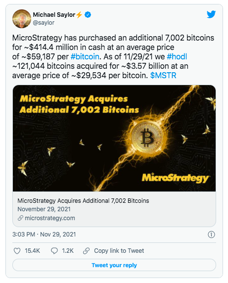 Microstrategy Köper BTC För Ytterligare 3,5 Miljarder