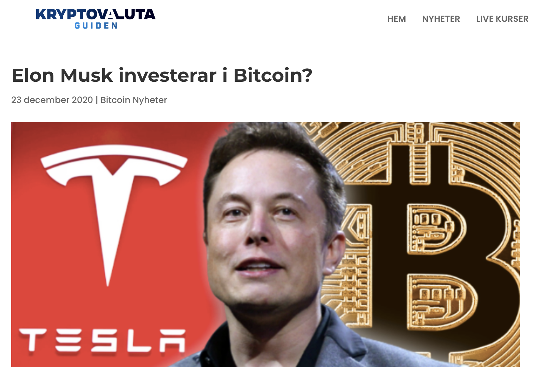 Elon Musk Twittrar om Bitcoin