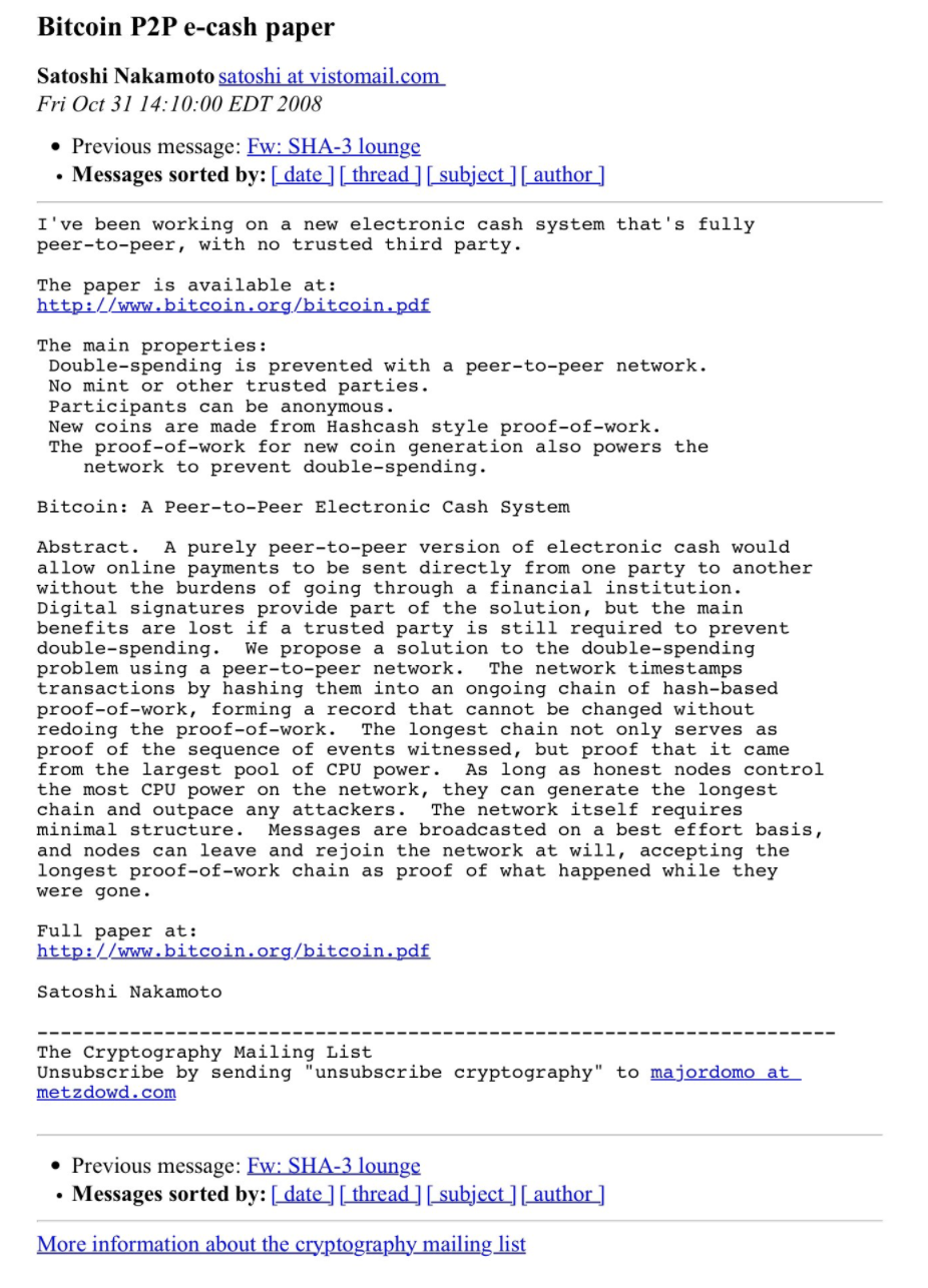 Bitcoin Fyller 14 År Idag - Se Satoshis Första Mail Om Bitcoin