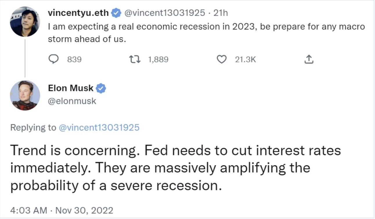 Elon Musk vill ha sänkta räntor