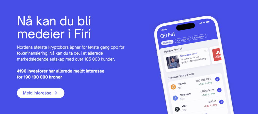 Norska Kryptobörsen Firi Stängde Övertecknad Emission På Två Dagar