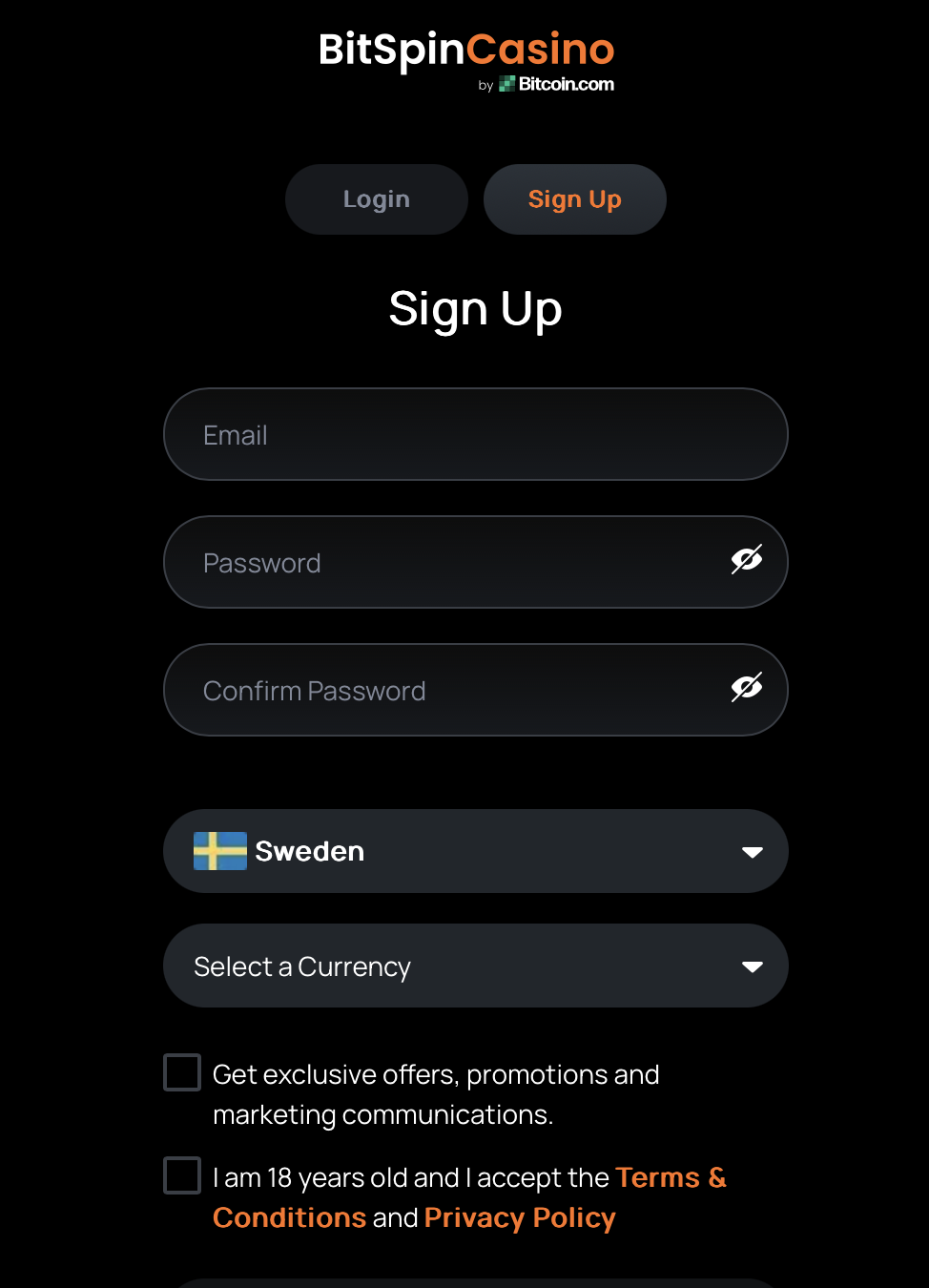 BitSpin Casino kan du köpa Bitcoin hos