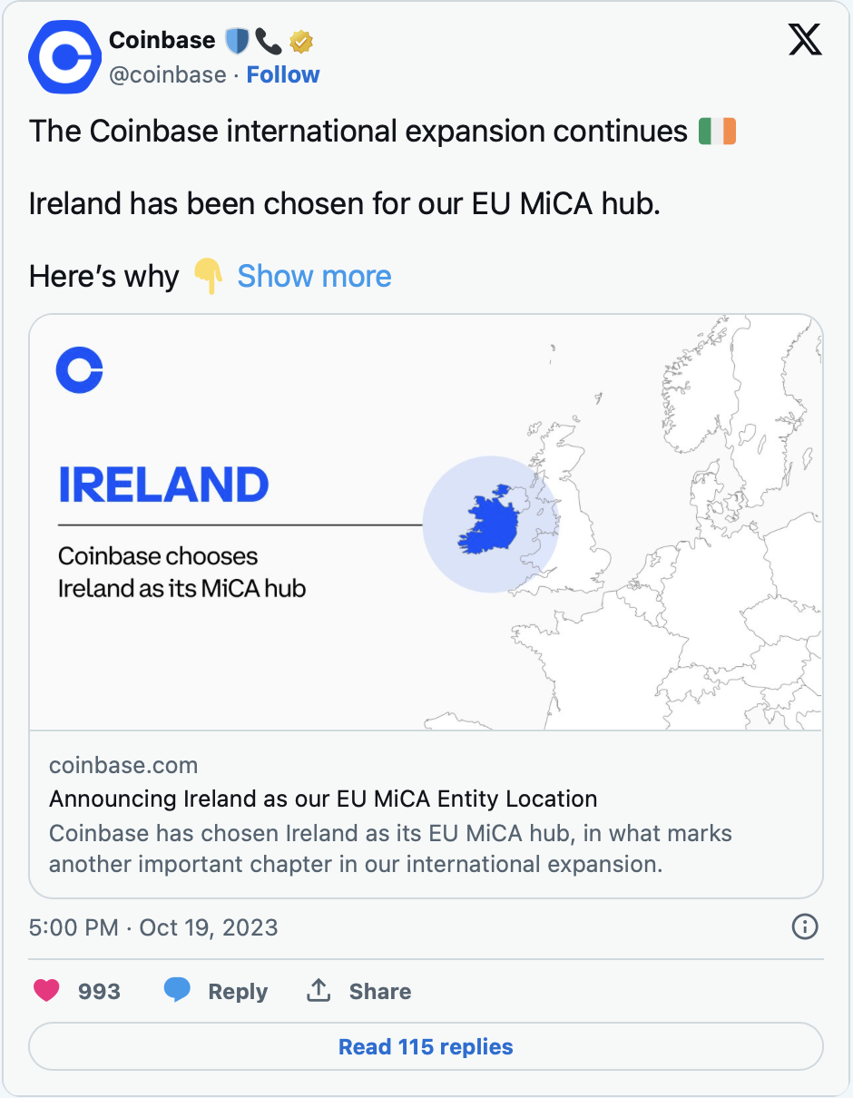 Coinbase Etablerar Sig i EU