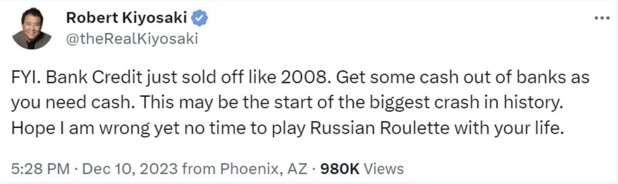 Robert Kiyosaki: Bankkrediter Säljs Av PÅ Nivåer Som 2008!