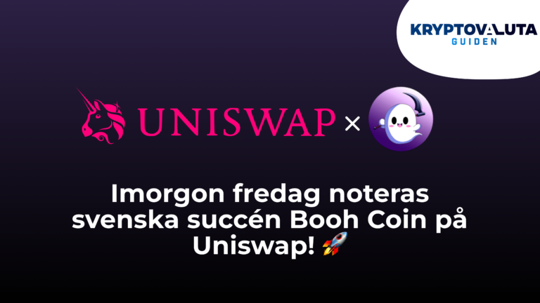 I morgon fredag noteras svenska Booh Coin på Uniswap