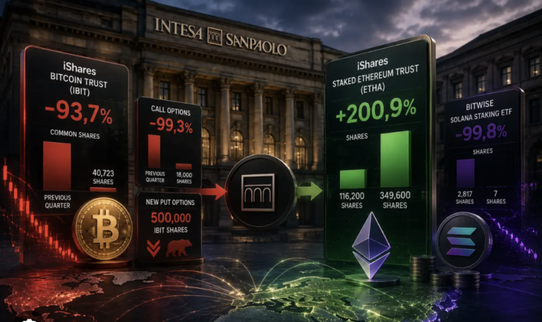 Intesa Sanpaolo sålde 94% av sitt IBIT innehav under Q2 och tankade Ether ETF:er