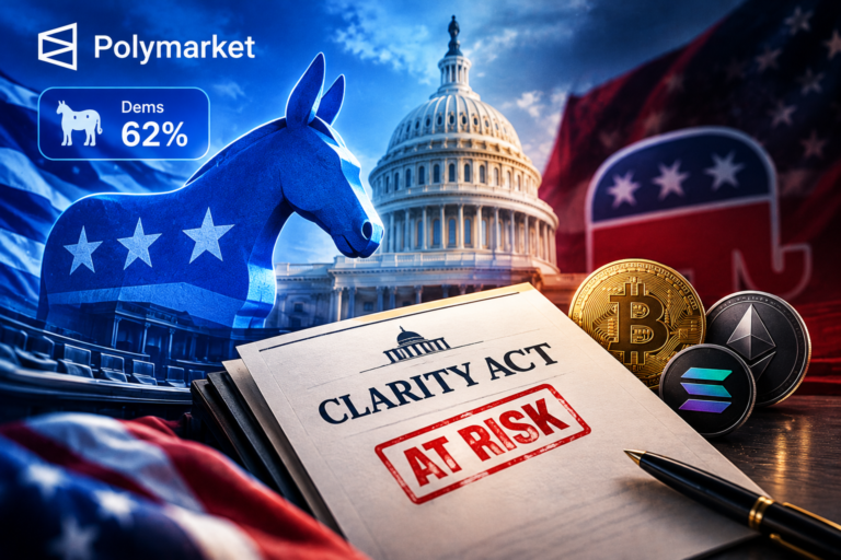 Polymarket tror demokraterna vinner och Clarity Act skjuts upp
