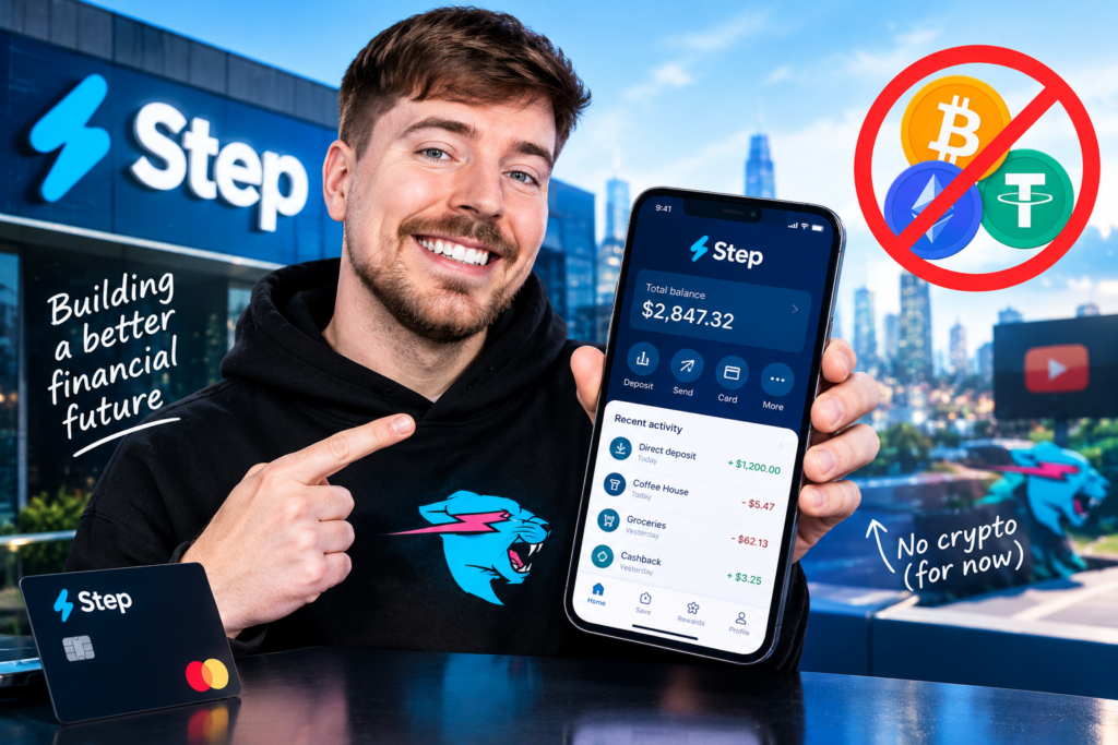 Mr Beast lanserar bank-app men utan kryptovaluta...