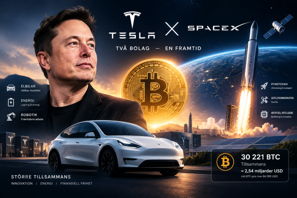 En Tesla och SpaceX fusion skulle skapa en bitcoin-jätte med 30 221 BTC